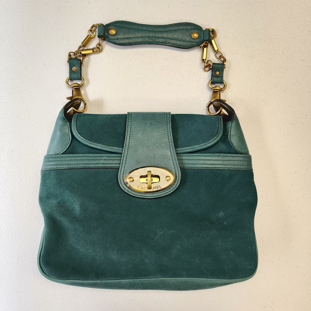 Cacharel Leather Purse Forrest Green Made in France
